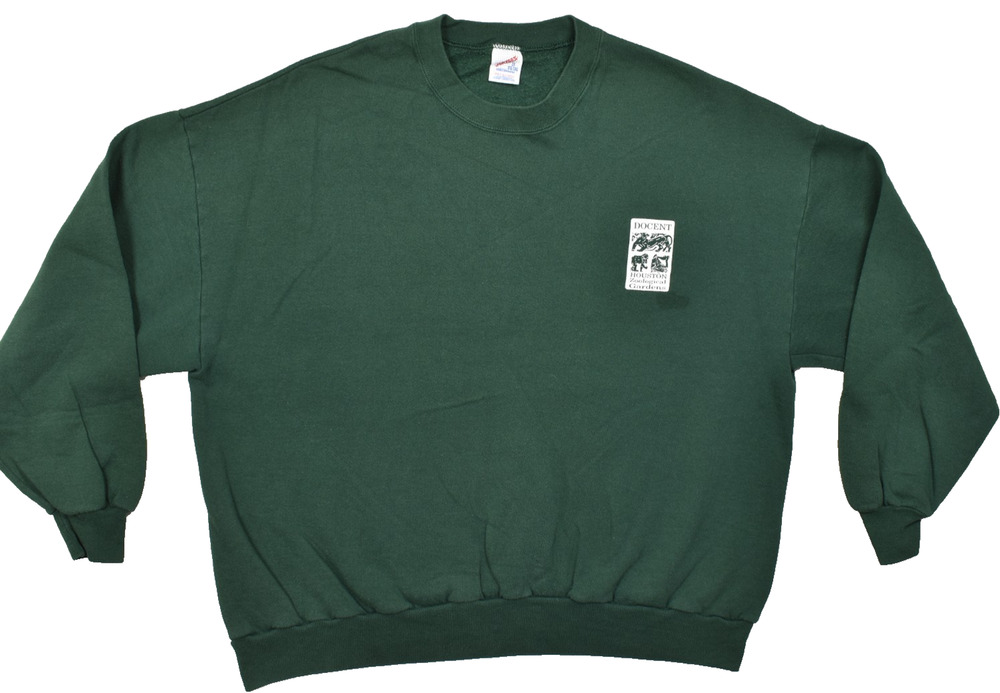 Jerzees Men's 3XL Green Houston Zoo Docent Crewneck Sweatshirt Made in USA VTG